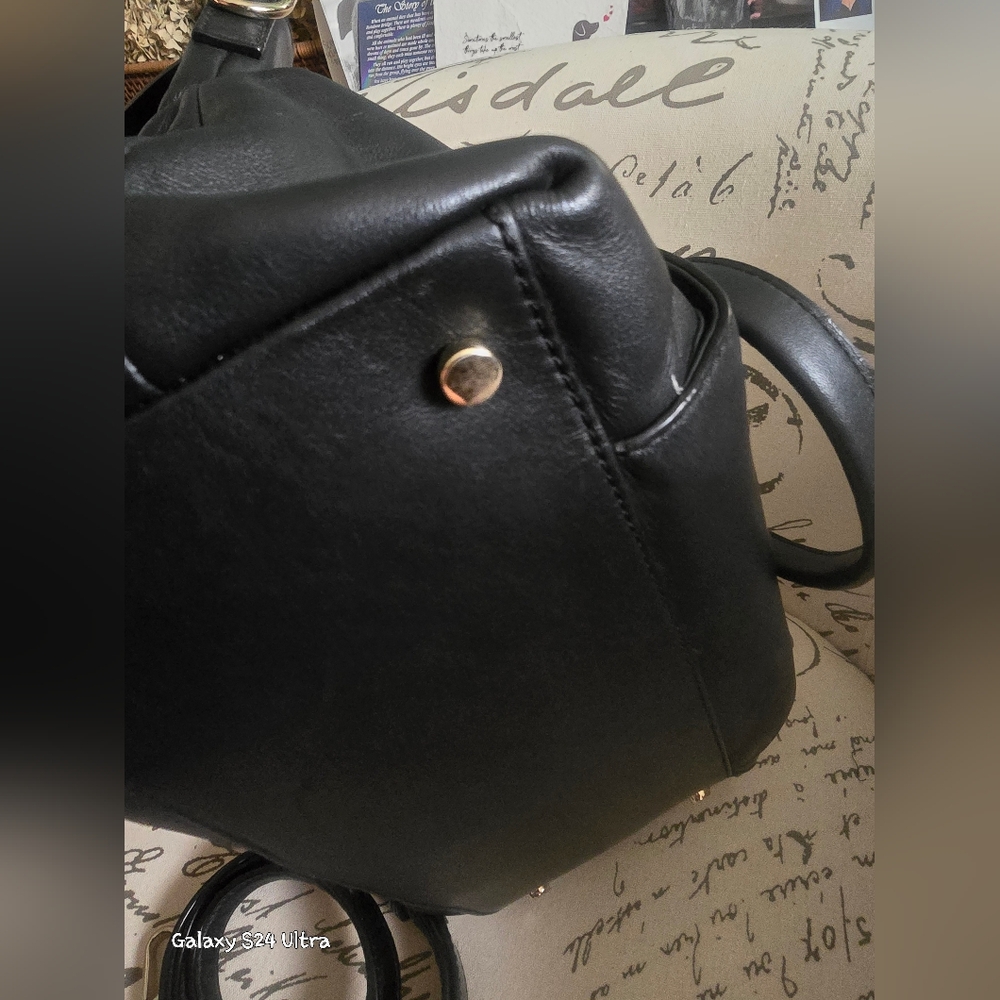 Kate Spade ♠️ Hampton Road Janie Blk Smooth/Patent Leather Slouch Satchel EUC - Picture 8 of 17